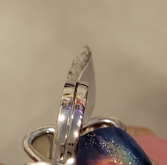 STERLING SILVER STAMPED 925 ABALONE BUTTERFLY RING - Picture 7 of 7